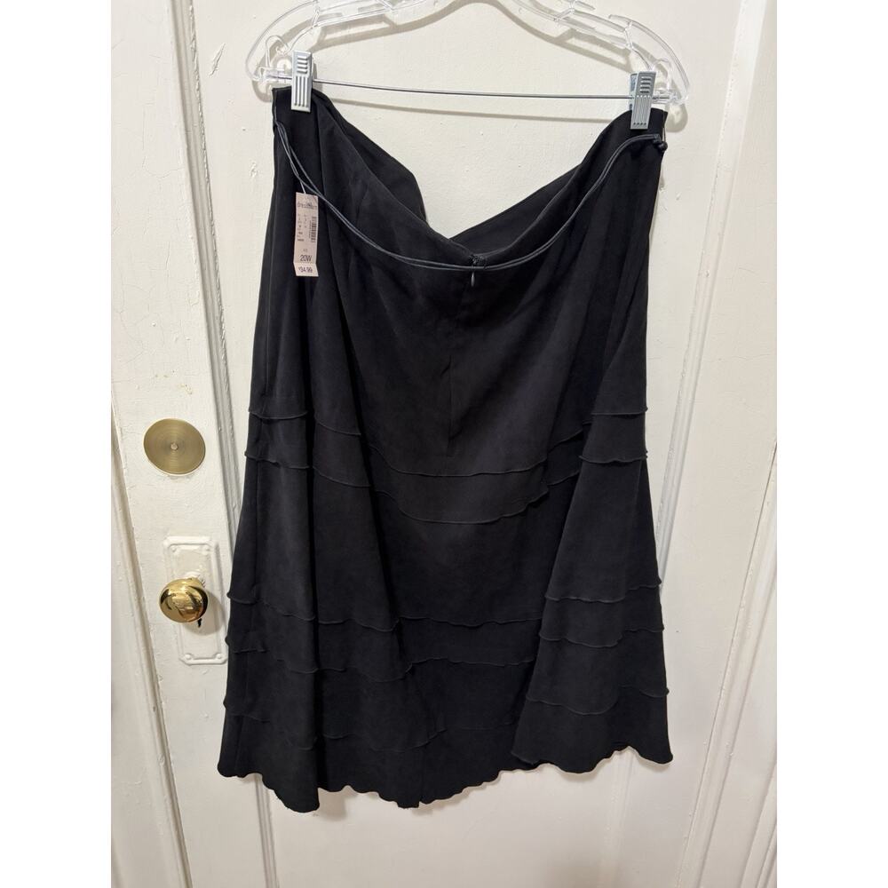 Dressbarn Woman Black Faux Suede Tiered Ruffle Midi Skirt Plus Size 20W NWT - Picture 4 of 6